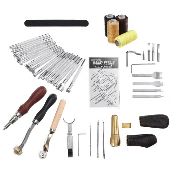 Leather Sewing Thread Carving DIY Leather Craft Tools Hand Stitching Kit Set Leather Sewing Thread Carving DIY Leather Craft Tools Hand Stitching Kit Set