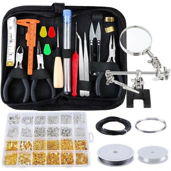 Mixed Jewelry Making Supplies Tools Kit Set Wires Beads 1072/1126/1497/2028Pcs