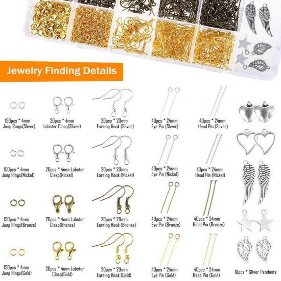 Mixed Jewelry Making Supplies Tools Kit Set Wires Beads 1072/1126/1497/2028Pcs Mixed Jewelry Making Supplies Tools Kit Set Wires Beads 1072/1126/1497/2028Pcs
