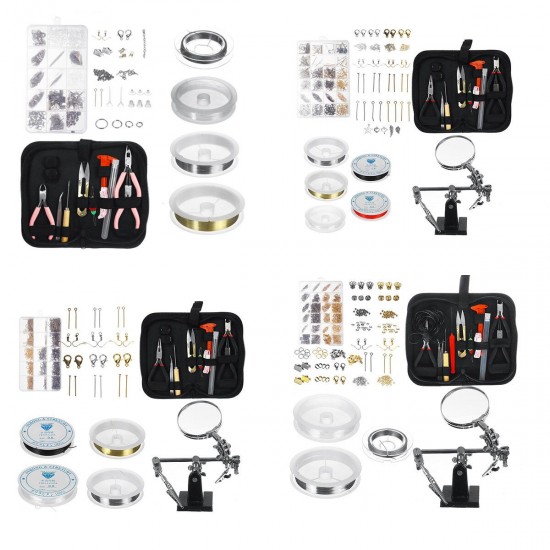 Mixed Jewelry Making Supplies Tools Kit Set Wires Beads 1072/1126/1497/2028Pcs