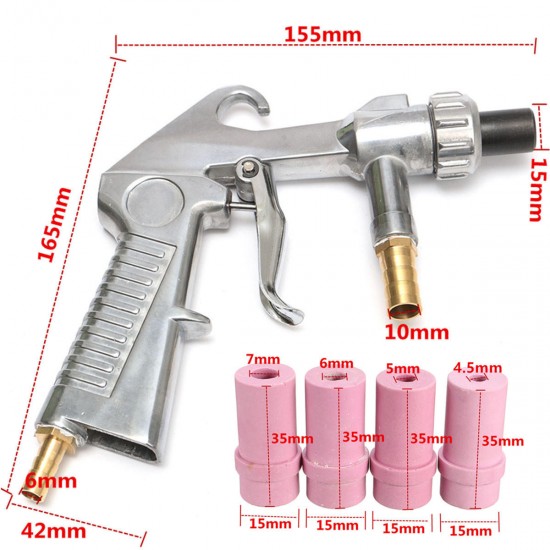 Sand Blasting Gun + 4pcs (4mm/5mm/6mm/7mm ) Ceramic Nozzles For Marble Engraving