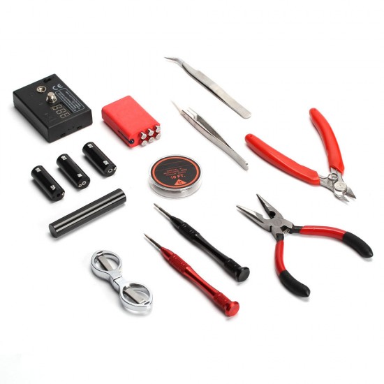 V2 DIY Kit All-in-One Vape Ceramic Tweezer Heat Wire Pliers Tool Bag 521 Mini Tab Scissors Resistance Tester