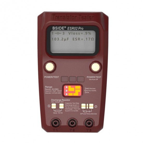 ESR02PRO Digital Transistor SMD Components Tester Diode Triode Capacitance Inductance ESR Meter