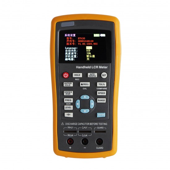 ET430 Handheld LCR Meter 100KHz LCR Digital Bridge Meter Capacitance Inductance Resistance Meter High Precision LCR Bridge Meter