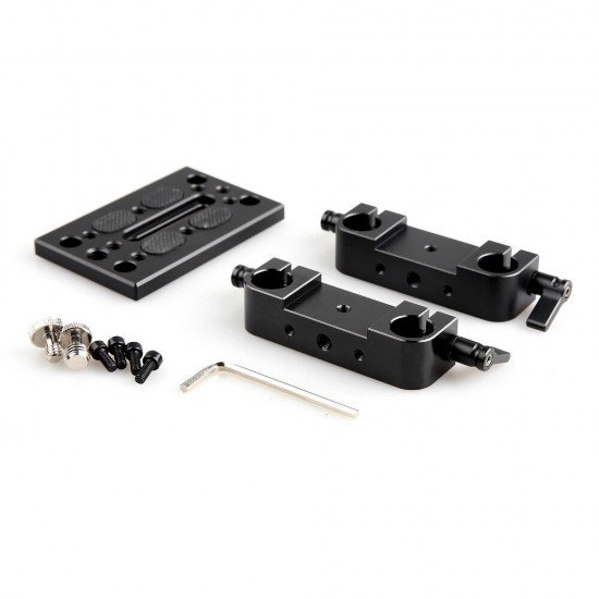 Camera Mounting Plate Tripod Mounting Plate with 15mm Rod Clamp Railblock for Rod Support / Dslr Rig Cage-1775