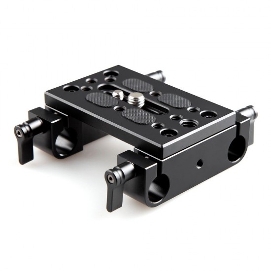 Camera Mounting Plate Tripod Mounting Plate with 15mm Rod Clamp Railblock for Rod Support / Dslr Rig Cage-1775