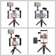 PKT3023R 5 in 1 Vlogging Live Broadcast Smartphone Video Rig Kits with LED Video Light Microphone Tripod Mount Head Tripod