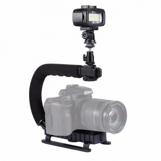 PU3006 C-shaped Hand Grip Camera Stabilizer Steadycam Holder Phone Clamp for DSLR