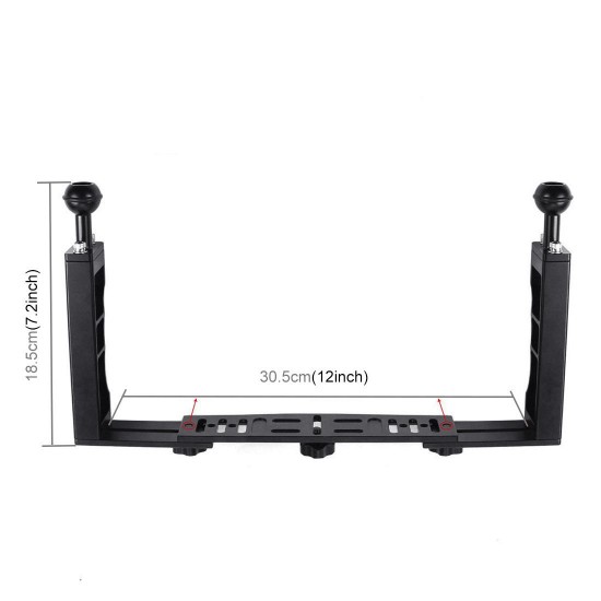 PU3040 Dual Handle Aluminium Alloy Tray Stabilizer with Dual Ball Clamp for DSLR Action Camera Diving Photography PU3040 Dual Handle Aluminium Alloy Tray Stabilizer with Dual Ball Clamp for DSLR Action Camera Diving Photography