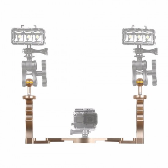 PU3523 Adjustable Dual Handles Aluminium Alloy Tray Stabilizer for DSLR Camera Action Camera Diving Photography PU3523 Adjustable Dual Handles Aluminium Alloy Tray Stabilizer for DSLR Camera Action Camera Diving Photography