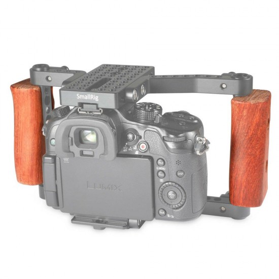 1751 2Pcs DSLR Wooden Handle Pack Left Right Camera Stabilizer Handle for DSLR Cage Camera Cage Handgrip