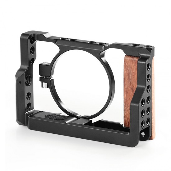 2225 RX100 M6 Camera Cage With Wooden Side Handle for Sony RX100 VI DSLR Cage Wood Hand Grip Kit for Camera Photography Vlog Video Recording