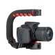 Pro Mini Handle Stabilizer with Triple Cold Shoe Mount Camera Smartphone Video Portable Gimbal for DSLR