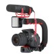 Pro Mini Handle Stabilizer with Triple Cold Shoe Mount Camera Smartphone Video Portable Gimbal for DSLR