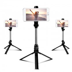 All In One Extendable bluetooth Remote Control Monopod Selfie Sticks Video Tripod with 360 Degree Rotation Phone Holder