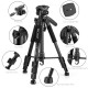 PT55 Aluminum Alloy Camera Tripod with 3 Way 360 Degree Pan Head for DSLR SLR DV with Case