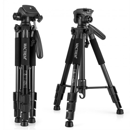 PT55 Aluminum Alloy Camera Tripod with 3 Way 360 Degree Pan Head for DSLR SLR DV with Case
