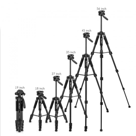 PT55 Aluminum Alloy Camera Tripod with 3 Way 360 Degree Pan Head for DSLR SLR DV with Case