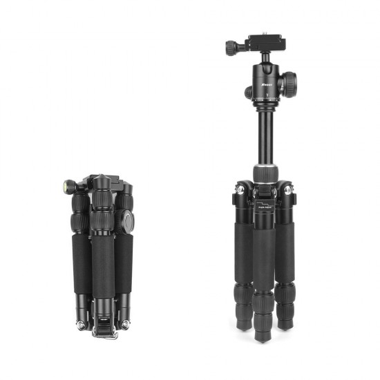 XTGP441 Portable Tripod 3 Sections Foldable Telescopic Tripod with Ball Head for DSLR Cameras