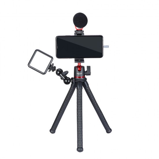 MT-11 Octopus Flexible 1.2KG Payload Black Tripod with 2 in 1 Phone Clip for DSLR Camera Smartphone MT-11 Octopus Flexible 1.2KG Payload Black Tripod with 2 in 1 Phone Clip for DSLR Camera Smartphone