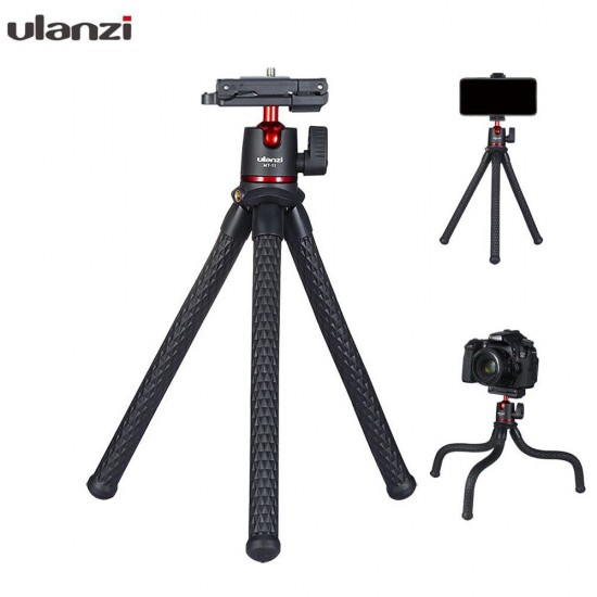 MT-11 Octopus Flexible 1.2KG Payload Black Tripod with 2 in 1 Phone Clip for DSLR Camera Smartphone MT-11 Octopus Flexible 1.2KG Payload Black Tripod with 2 in 1 Phone Clip for DSLR Camera Smartphone