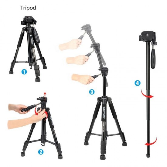 Tripod Q222 Monopod Camera Stand Multi-function Flexible Professional Tripod for Travel Smartphone Camera DSLR Projector