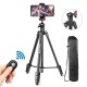 T50 Phone Compact Video 54 inch Aluminum Travel Selfie Tripod For Cellphone