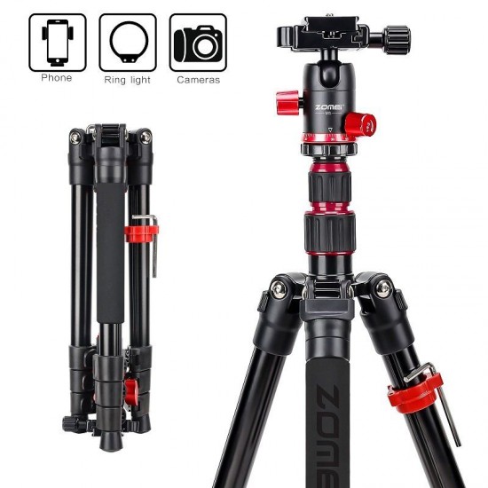 M5 Travel Camera Tripod Lightweight Aluminum Tripod Compact Portable Stand with 360 Degree Ball Head and Carry Bag Case