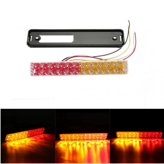 10-30V 24LED Rear Tail Lights Clear Slimline Lamp Waterproof Red+Yellow For Truck Trailer Lorry