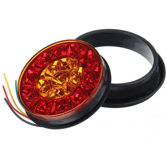 12V 16LED Turn Signal Light Brake Stop Tail Lamp Round For Truck Trailer Lorry