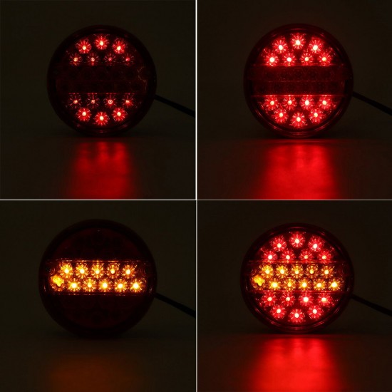 12V 25LED Hamburger Rear Tail Lamp Round Stop Indicator Light for Trailer Truck Caravan Van Bus