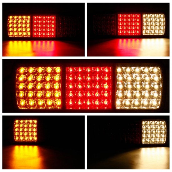 12V 75 LED Rear Tail Lights Brake Reverse Lamp Red+Yellow+White Waterproof For Truck Ute Boat Trailer