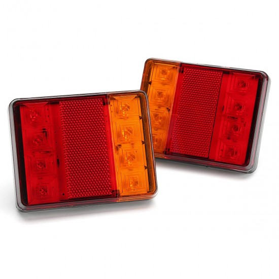 12V 8 LED Car Truck LED Rear Tail Brake Lights Warning Turn Signal Lamp Red+Yellow 2PCS for Lorry Trailer Caravans 12V 8 LED Car Truck LED Rear Tail Brake Lights Warning Turn Signal Lamp Red+Yellow 2PCS for Lorry Trailer Caravans