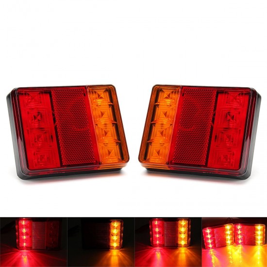 12V 8 LED Car Truck LED Rear Tail Brake Lights Warning Turn Signal Lamp Red+Yellow 2PCS for Lorry Trailer Caravans 12V 8 LED Car Truck LED Rear Tail Brake Lights Warning Turn Signal Lamp Red+Yellow 2PCS for Lorry Trailer Caravans