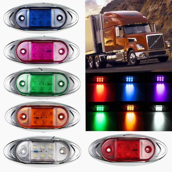 12V Waterproof Side Marker Clearance Lights 6 LED Warning Lamp Bulb