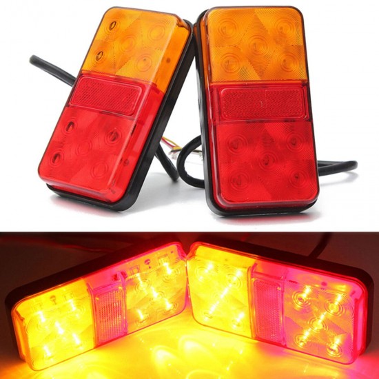 2PCS 12V 10LED Truck Car Rear Tail Light Stop Indicator Lamp Taillight