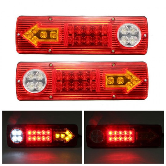 2PCS 12V LED Trailer Truck Rear Tail Brake Stop Turn Light Indicator Reverse Lamp