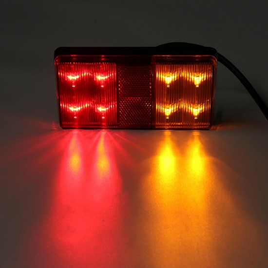 2PCS 8 LED Tail Brake Indicator Lights IP67 Waterproof Red Yellow Color Universal For 12V Truck Trailer