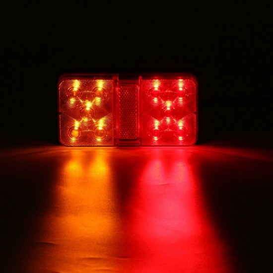 2Pcs 10 LED Rear Stop Indicator Tail Lights Red+Amber for Trailer Truck Lorry Caravan Van 12-80V