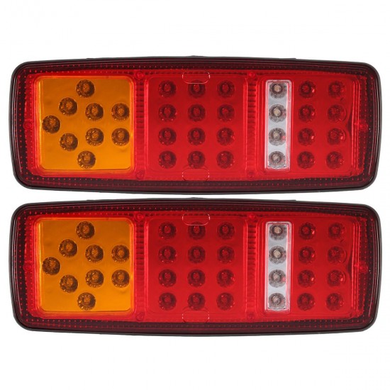 2Pcs 33LEDs Rear Tail Lights Stop Brake Reverse Turn Signal Indicator Lamps Waterproof Trailer Truck Bus Van 12V