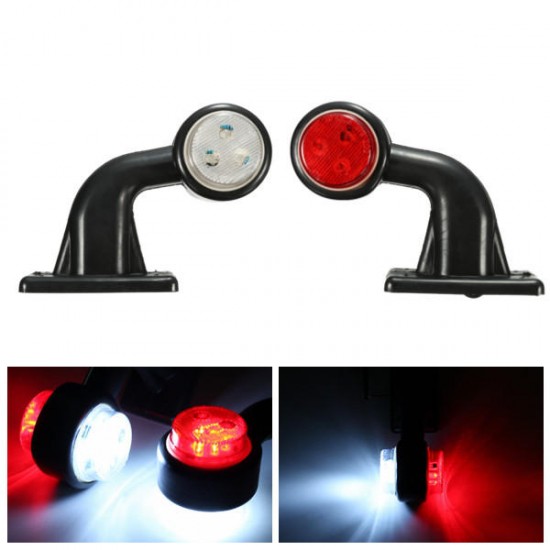 2pcs 5W 10-30V LED Side Maker Light Stalk Indicator Lamp for Truck Trailer Lorry Van