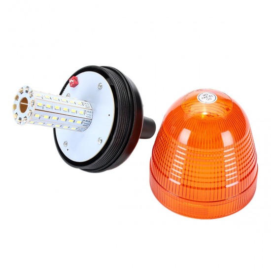 60 LED Rotating Flashing Light Amber Beacon DIN Pole Mount Tractor Warning Light Lamp 12/24V