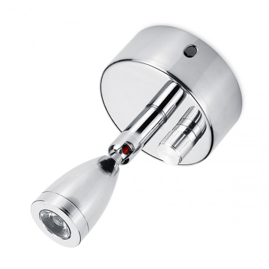 Chrome LED Spot Reading Lights with Dimming Switch Knob 12V 1W for for Caravan/RV Camper Van Boat Chrome LED Spot Reading Lights with Dimming Switch Knob 12V 1W for for Caravan/RV Camper Van Boat
