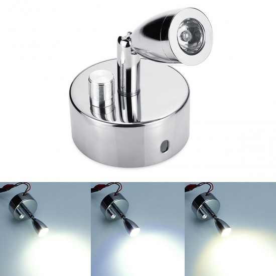 Chrome LED Spot Reading Lights with Dimming Switch Knob 12V 1W for for Caravan/RV Camper Van Boat