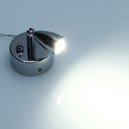 Chrome LED Spot Reading Lights with Toggle Switch 12-24V 1W for for Caravan/RV Camper Van Boat