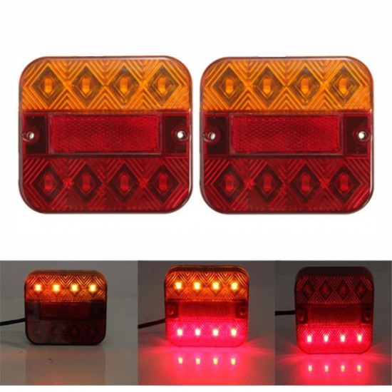 LED Taillight Turn Signal Lights Brake Stop Lamp Red Amber 10-30V 9.3x10.2cm for Truck Trailer LED Taillight Turn Signal Lights Brake Stop Lamp Red Amber 10-30V 9.3x10.2cm for Truck Trailer