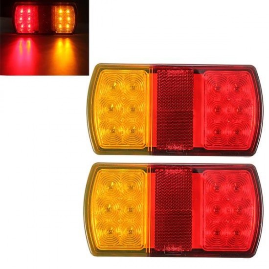 Pair 12LED Trailer Truck Stop Rear Tail Indicator Light E-Marked 12V