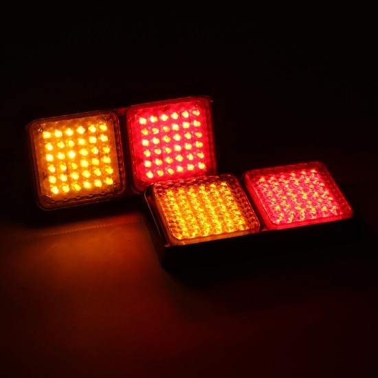 Pair 24V 72LEDs Tail Lights Red Amber Brake Turn Signal Lamps for Trailer Truck Caravan Pair 24V 72LEDs Tail Lights Red Amber Brake Turn Signal Lamps for Trailer Truck Caravan