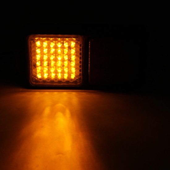 Pair 24V 72LEDs Tail Lights Red Amber Brake Turn Signal Lamps for Trailer Truck Caravan Pair 24V 72LEDs Tail Lights Red Amber Brake Turn Signal Lamps for Trailer Truck Caravan