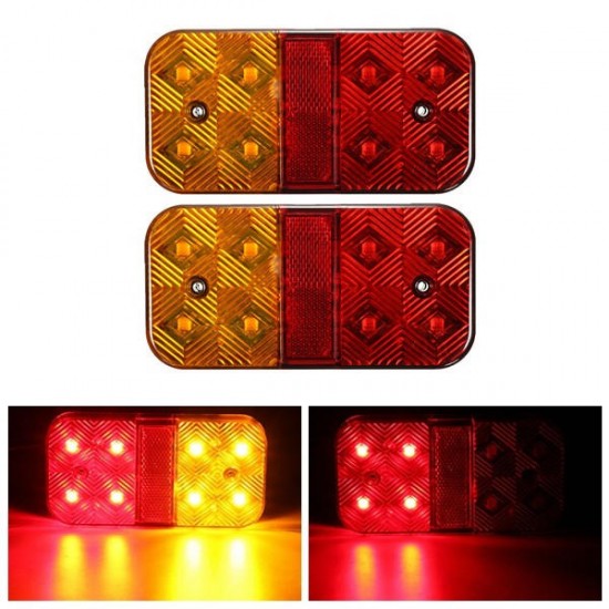 Pair 24V 8LED Brake Tail Light Turn Signal Lamp for Trailer Truck Lorry